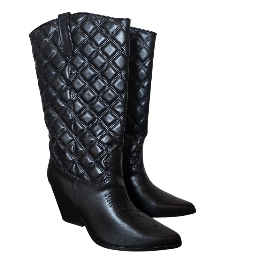 Cape Robbin Belasimo Quilted Cowboy Boots Black Western Women's Size 8